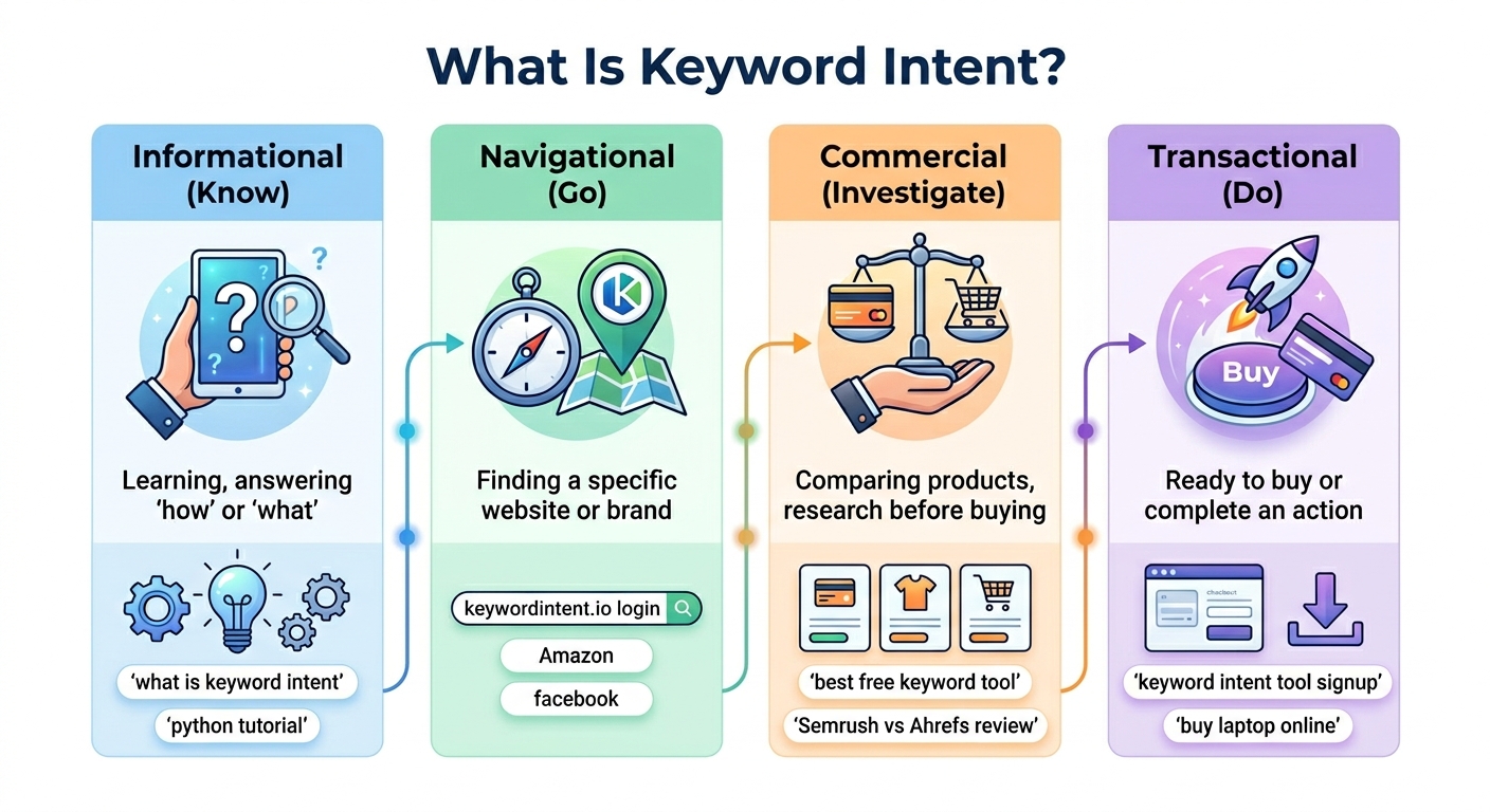 The 4 types of keyword intent: informational, navigational, commercial, transactional